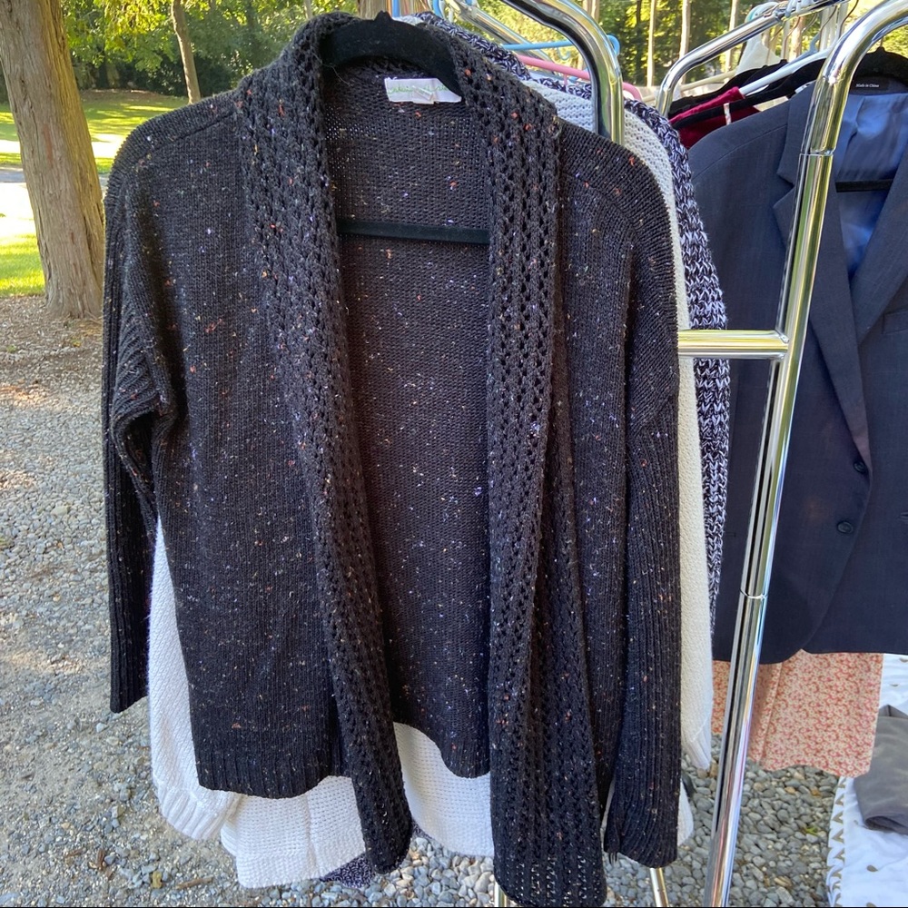 cute black cardigan with multicolor specks